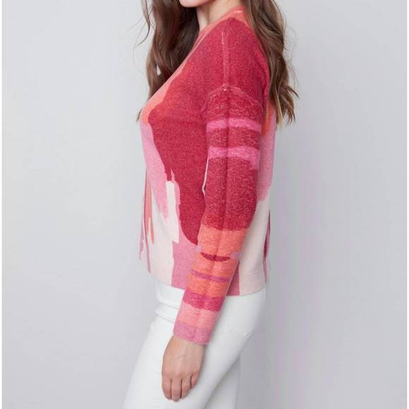 NEW CHARLIE B reversible printed sweater in orchid - Picture 6 of 7